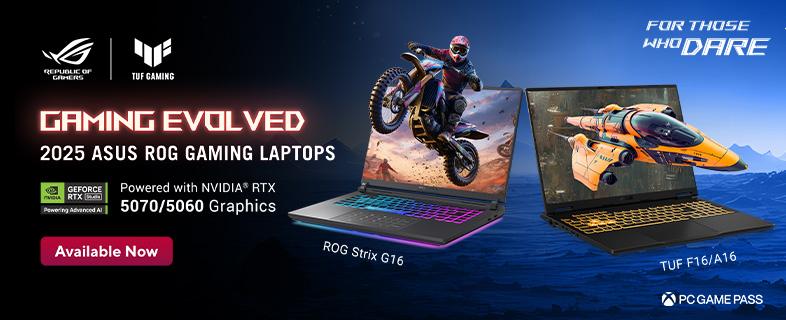 Banner of ASUS Laptops - Gaming Evolved