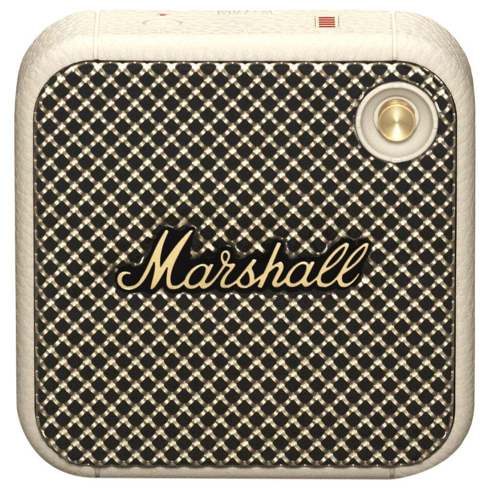 Marshall Willen Bluetooth Speaker with 15 hour Playtime, IP67 Water Resistant, Built-in microphone, Multi-directional Control Knob, Cream