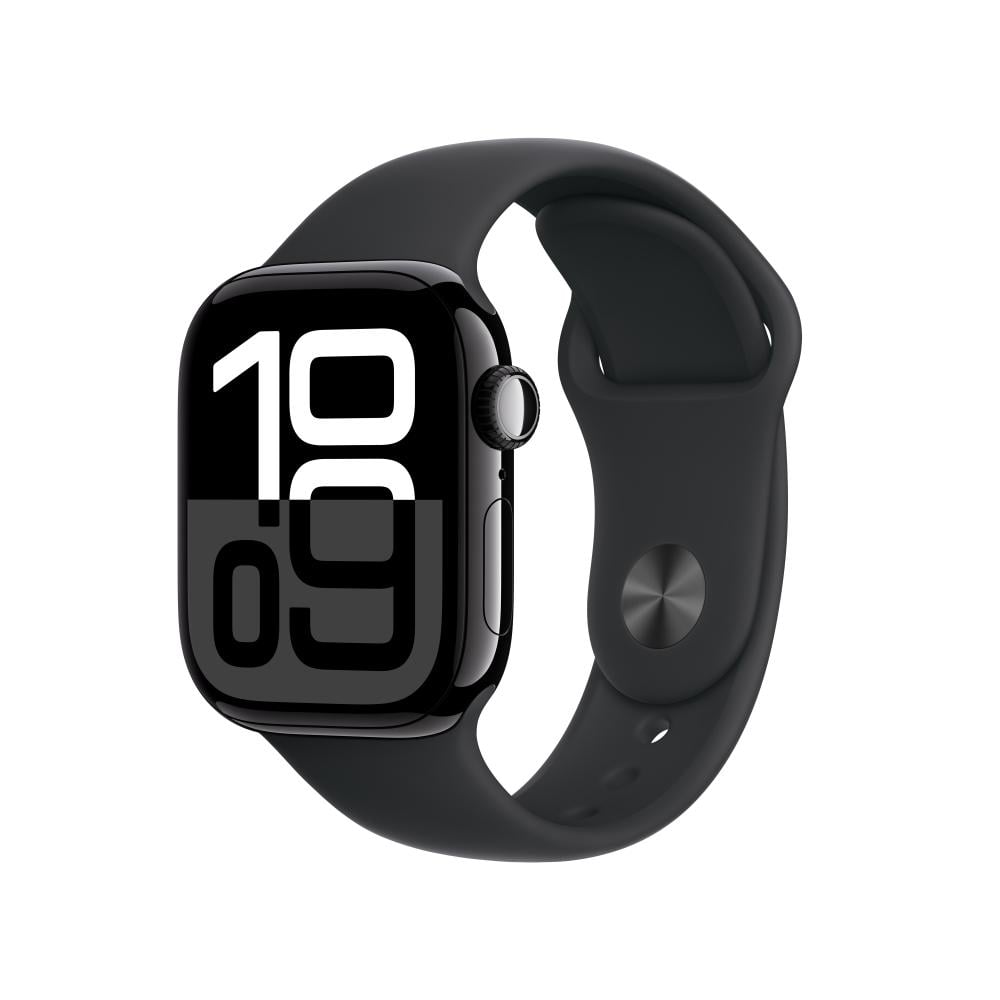 Apple Watch Series 10 GPS Cellular 42 mm Jet Black Aluminium Case with  Black Sport Band S/M