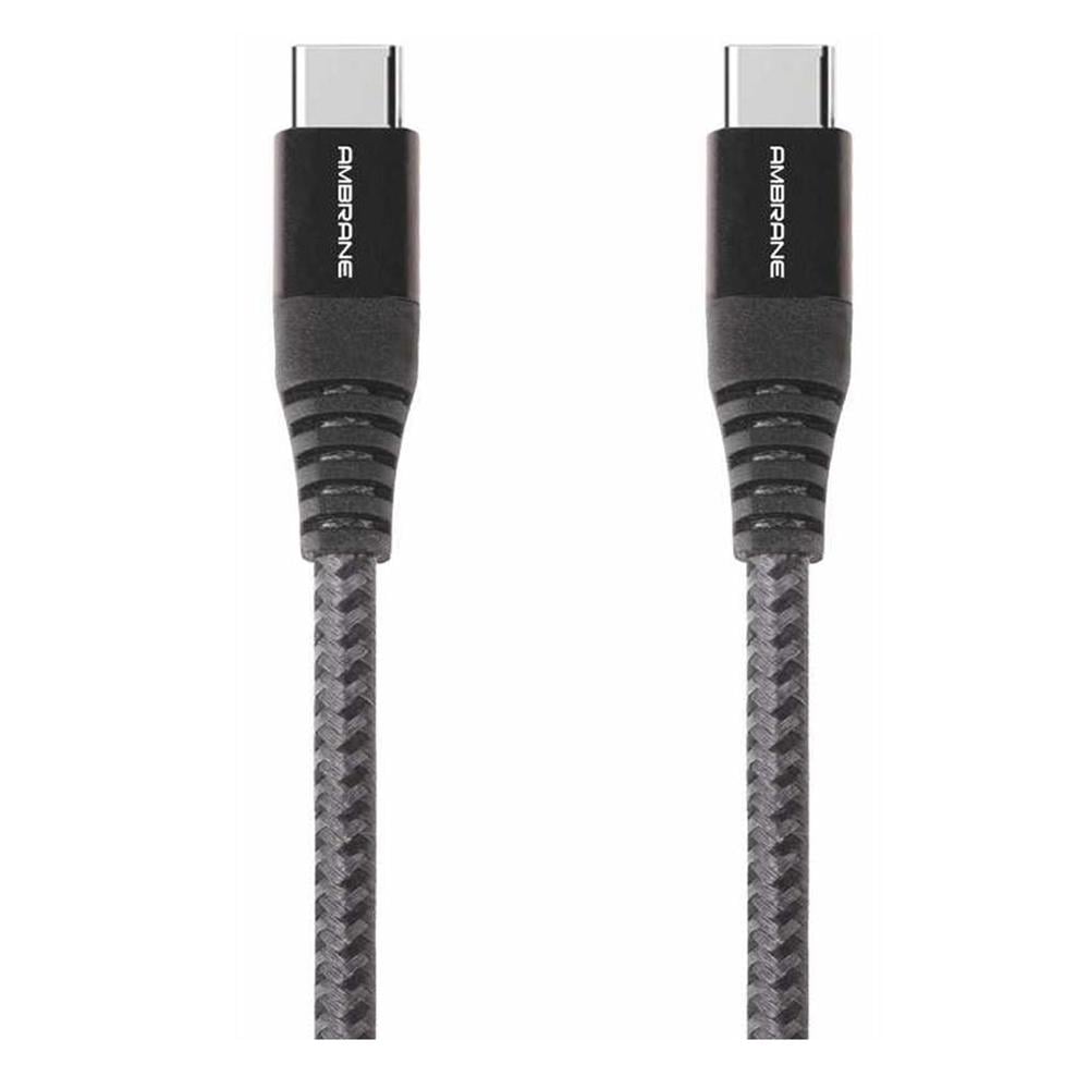 Ambrane Type C to C Braided Cable, 150 cm (1.5 m), 3 A Fast Charging, Compatible with smartphones and all USB-C Devices, 480 Mbps fast data transfer, 10000+ Bends Lifespan, Black, (BC-TT-15)