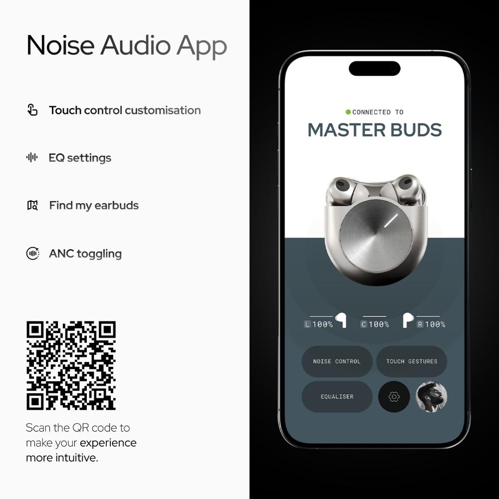 Noise Master Buds Truly Wireless Bluetooth Earbuds, Silver