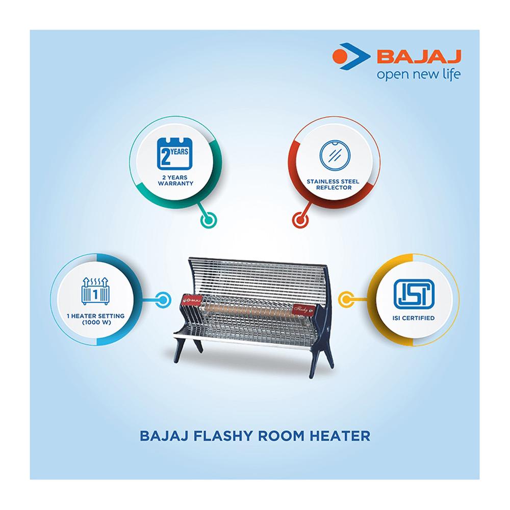 Buy Bajaj 1000W Flashy Halogen Rod Room Heater with Compact Design