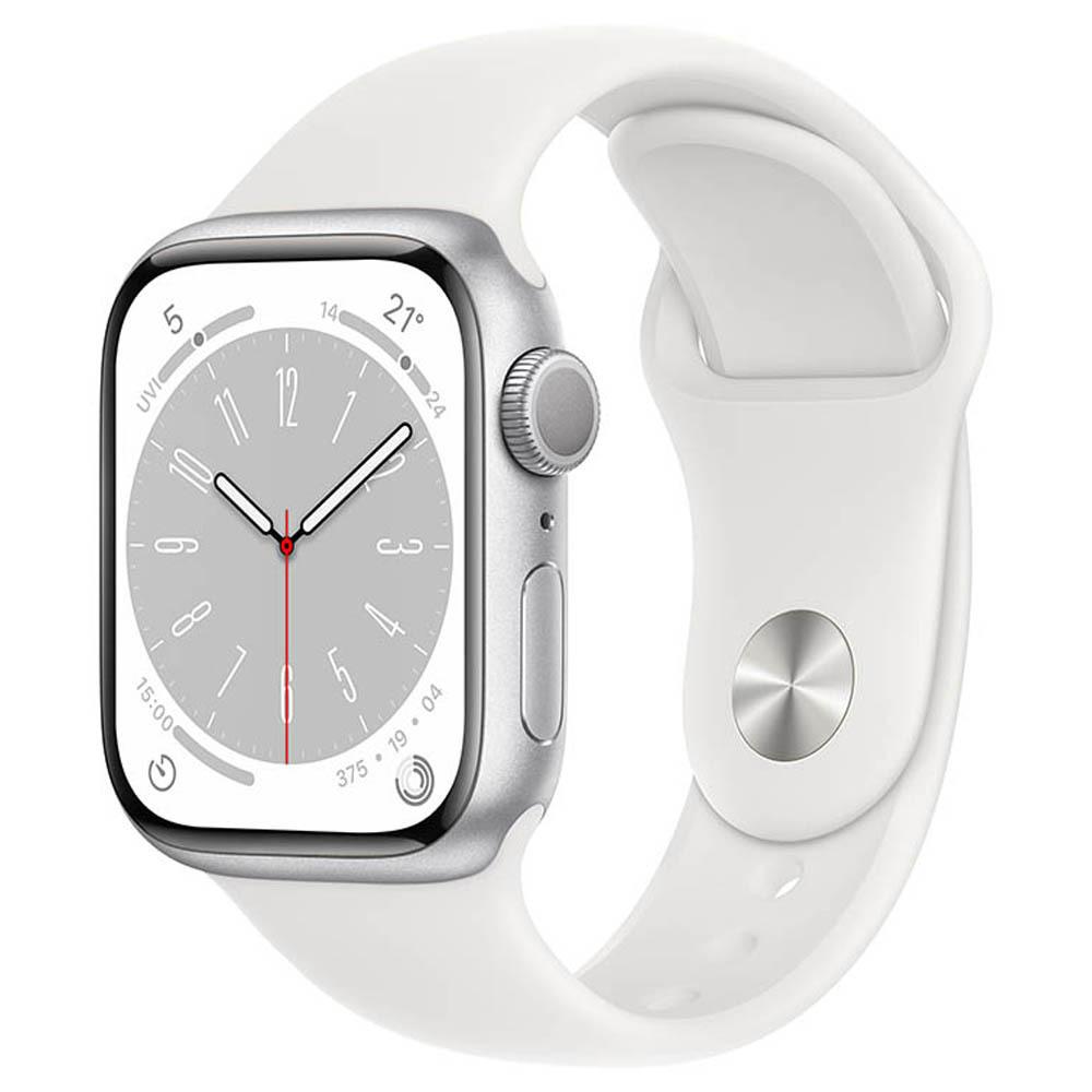 Apple Watch Series GPS 41mm Silver Aluminium Case with White Sport Band,  Water resistant 50 metres, Dust resistant (IP6X), Fast charge, 3rd-gen