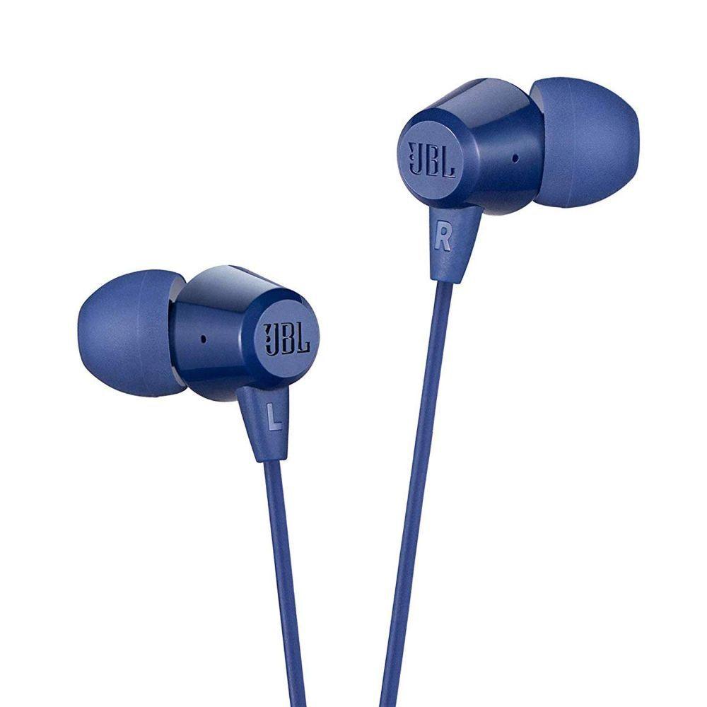 JBL C50HI, Wired in Ear Headphones with Mic, One Button Multi-Function  Remote, Lightweight Comfortable fit, Noise Isolation (Blue)