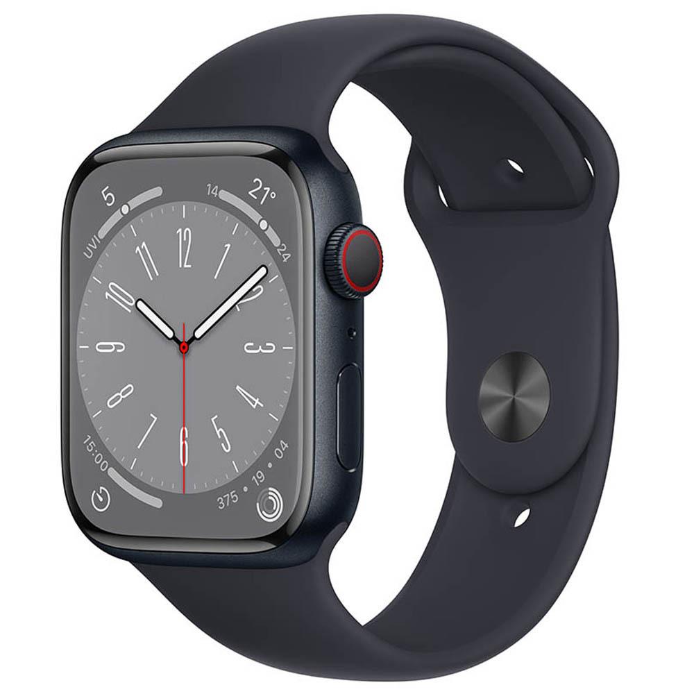 Apple Watch Series GPS Cellular 45mm Midnight Aluminium Case with  Midnight Sport Band, Water resistant 50 metres, Dust resistant (IP6X), Fast 