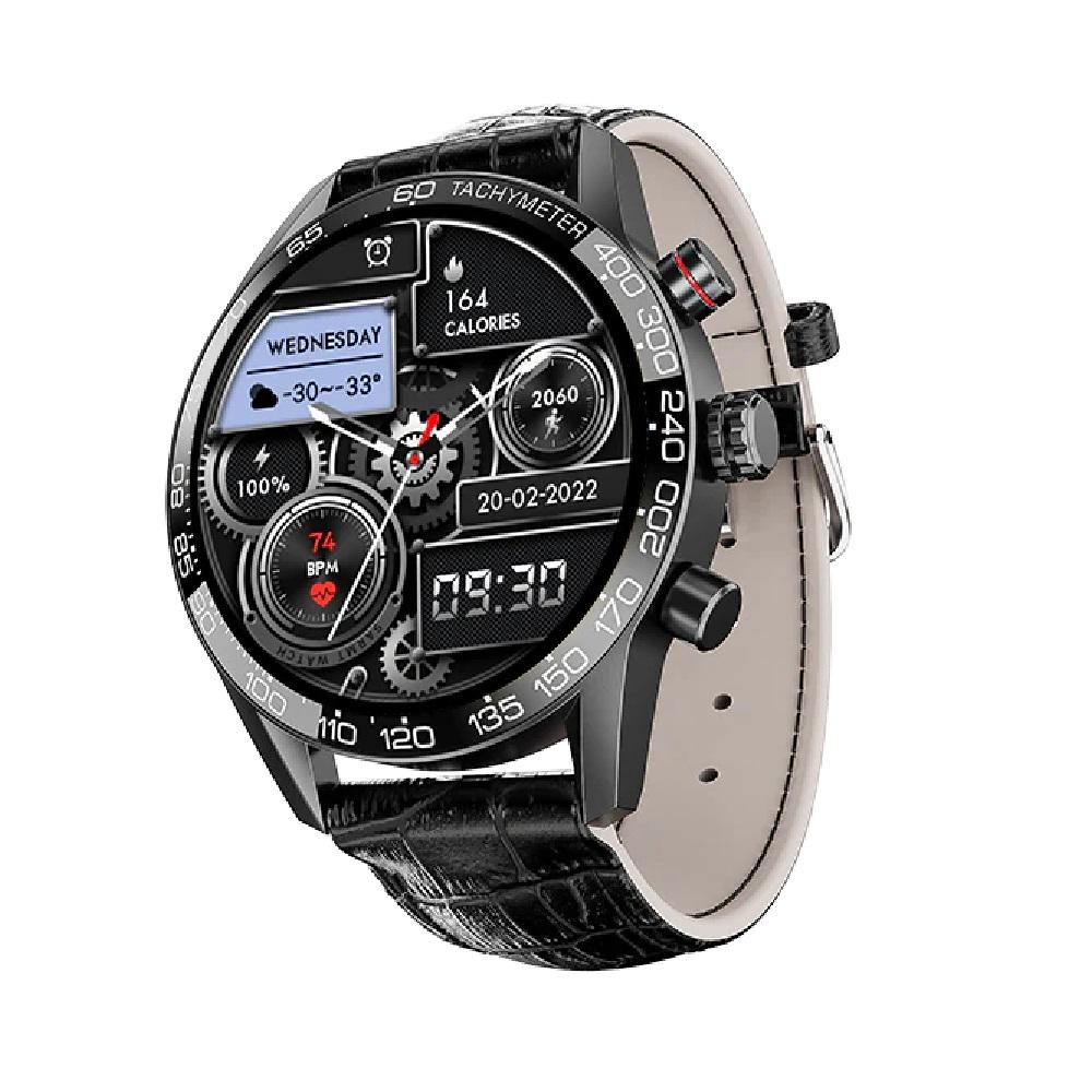boAt Enigma Z40 Smart Watch with 3.35 cm (1.32 inch) HD Display, Luxurious Metal Body Design, 100+ Sports Mode, Female Wellness, Built-in Games, HR &amp; SpO2, IP67(Black Leather)