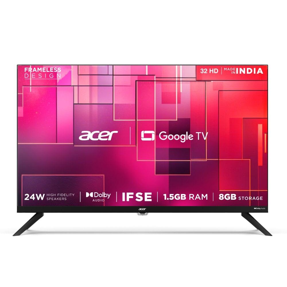 Acer G plus Series 80.01 cm (32 inch) HD Ready LED Smart Google TV, AR32HDGGR2841AD, Black, 2024 Model