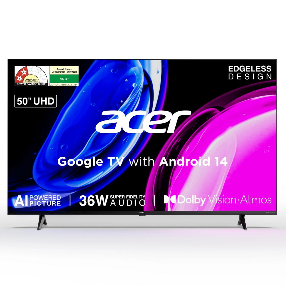 Acer 127 cm (50 inch) Ultra I Series 4K UHD Smart LED Google TV with Android 14 (Black), AR50UDGGU2875BD