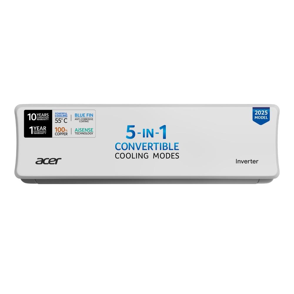 Acer 1.5 Ton 5 Star Smart Split AC (Copper, 5 in 1 Convertible, Anti-Bacterial PM 1.0 Filter, Cools at 55 degree Celsius Temp, 10 Mtrs Long Air Throw, 2025 Model), AR15AS5IS1HLE25