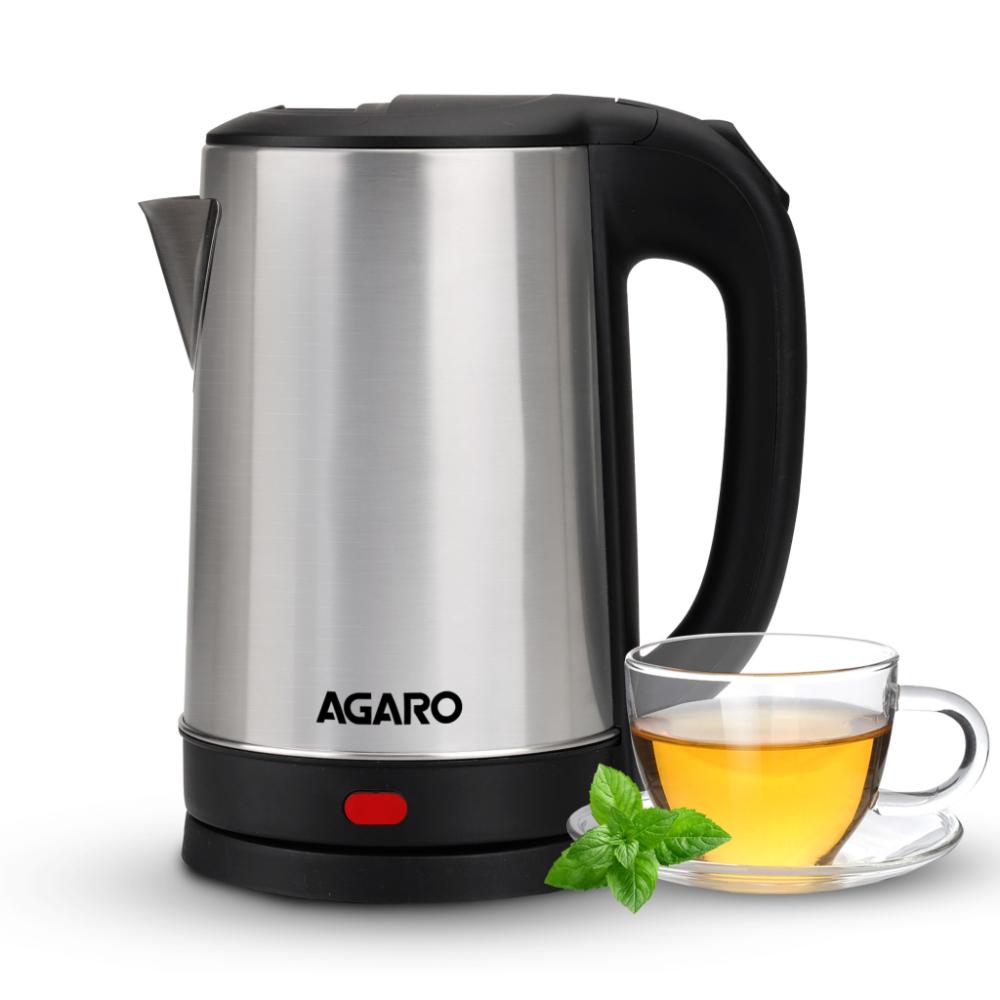 Agaro Sonnet Electric Kettle 1.5 L 1500 W, Stainless Steel, Fast Boiling Water Heater, Auto Shut Off, Tea and Coffee Kettle, Cool Touch Handle
