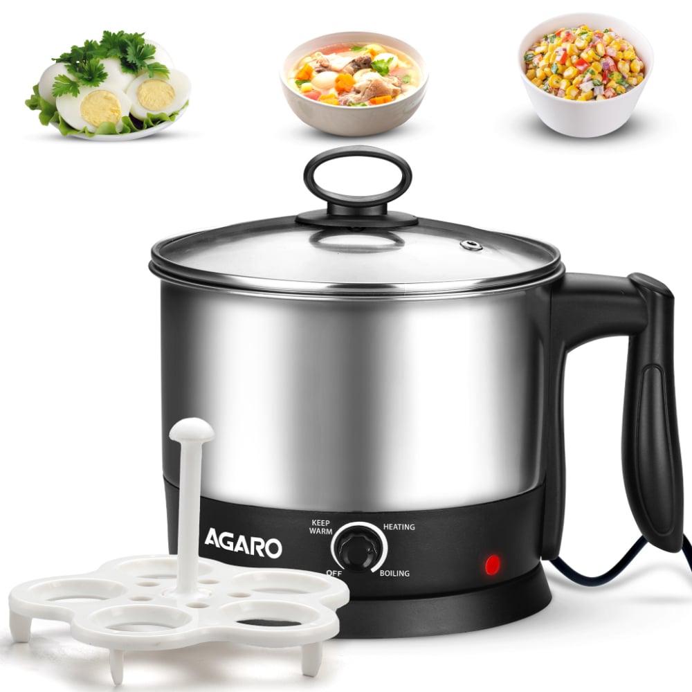 Agaro Esteem Multipurpose Electric Kettle 1.2 L 600 W, Stainless Steel, Egg Rack & Grill Rack, 3 Heating Modes, Boiling Water, Tea, Coffee, Oats, Noodles and Soup