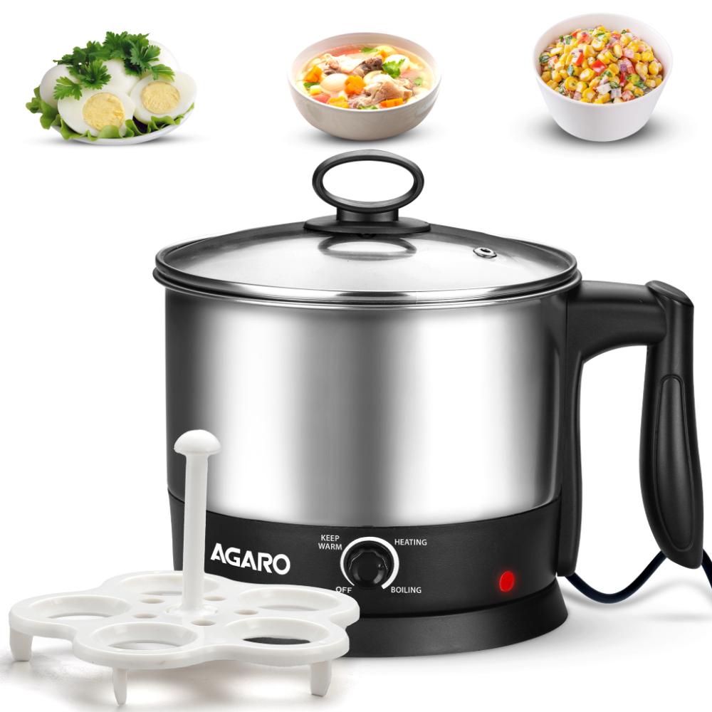 Agaro Esteem Multipurpose Electric Kettle 1.2 L 600 W, Stainless Steel, Egg Rack & Grill Rack, 3 Heating Modes, Boiling Water, Tea, Coffee, Oats, Noodles and Soup