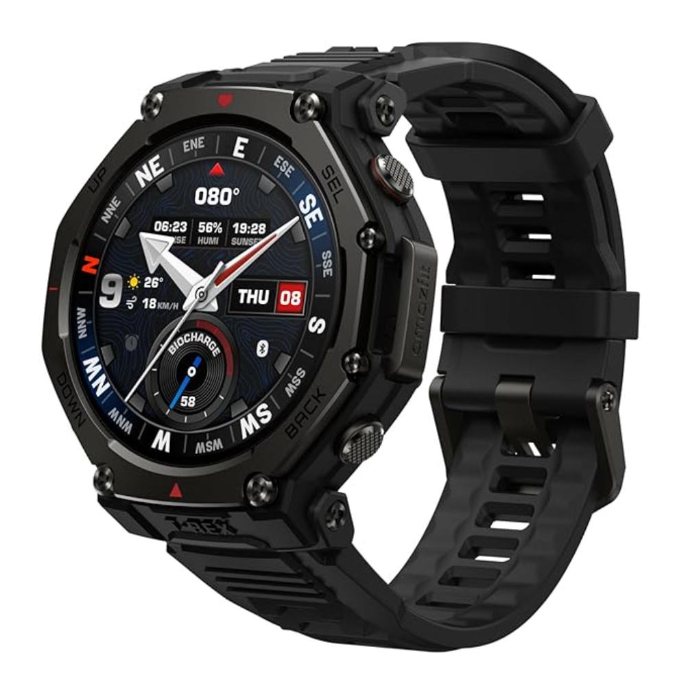 Amazfit T-Rex 3 Pro (Smartchoice) Outdoor Smart Watch 48 mm Sapphire AMOLED Display, Ti Bezel, Dual Band GPS, Offline Maps, 25 Days Battery, Built-in Flashlight, 10 ATM, 180+ Sport Mode, Android & iPhone, Black
