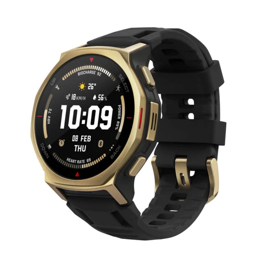 Amazfit T-Rex 3 Pro Outdoor Smart Watch 44 mm Sapphire AMOLED Display with Flashlight, Ti Bezel, 10 ATM, Dual Band GPS, Offline Maps, 25 Days Battery, 180+ Sports Mode for Android & iPhone, Black Gold