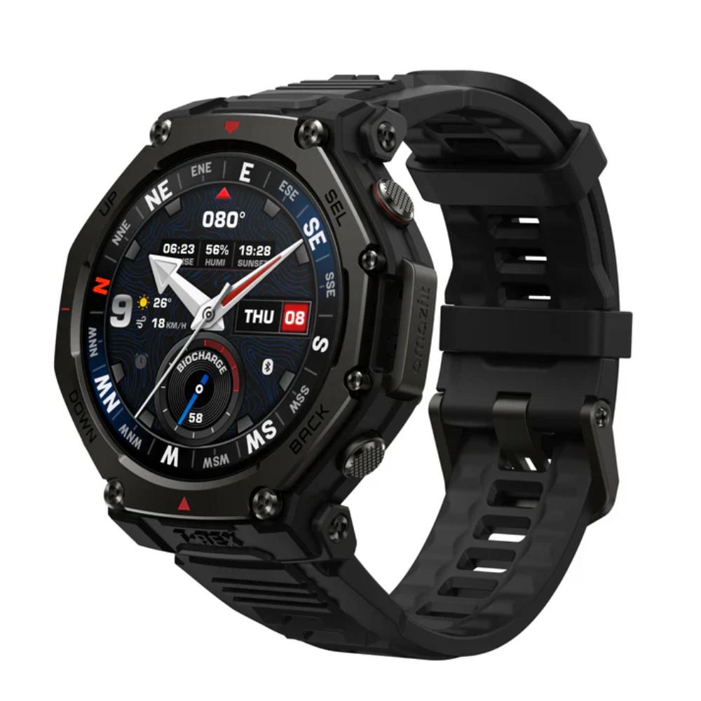 Amazfit T-Rex 3 Pro Outdoor Smart Watch 44 mm Sapphire AMOLED Display with Flashlight, 10 ATM, Dual Band GPS, Offline Maps, 25 Days Battery, 180+ Sports Mode for Android & iPhone, Tactical Black