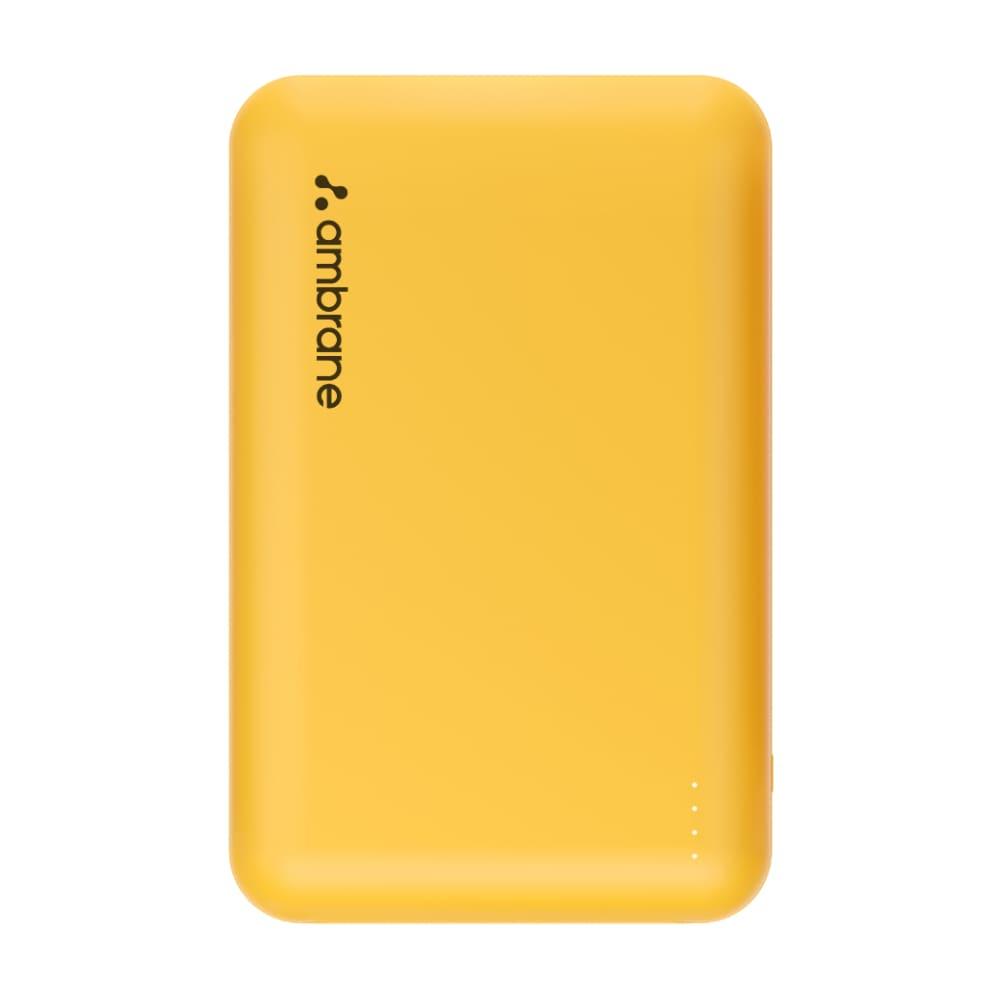 Ambrane 20000 mAh Power Bank, PowerLit XL Lite, 22.5 W fast Charging, Triple Output 2 Type A & 1 Type C, Short Circuit & Overcurrent Protection, Pocket Size, BIS Certified, LED Indicator, Cable Included, Yellow