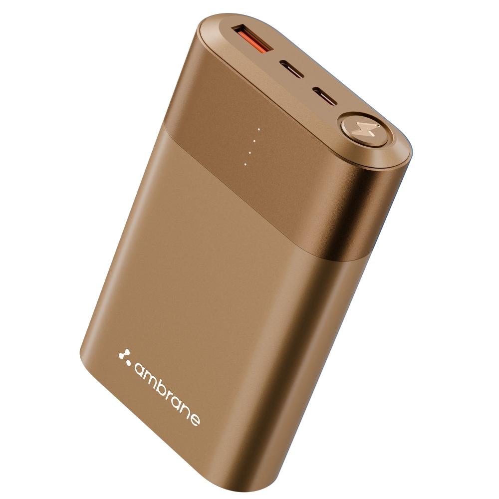 Ambrane Powerlit Duo 30 20000 mAh 33 W Power Bank, Golden