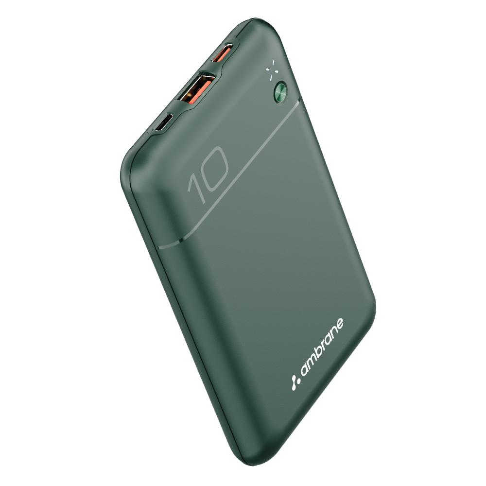 Ambrane Pocket Charge 22.5 W 10000 mAh Power Bank, Green