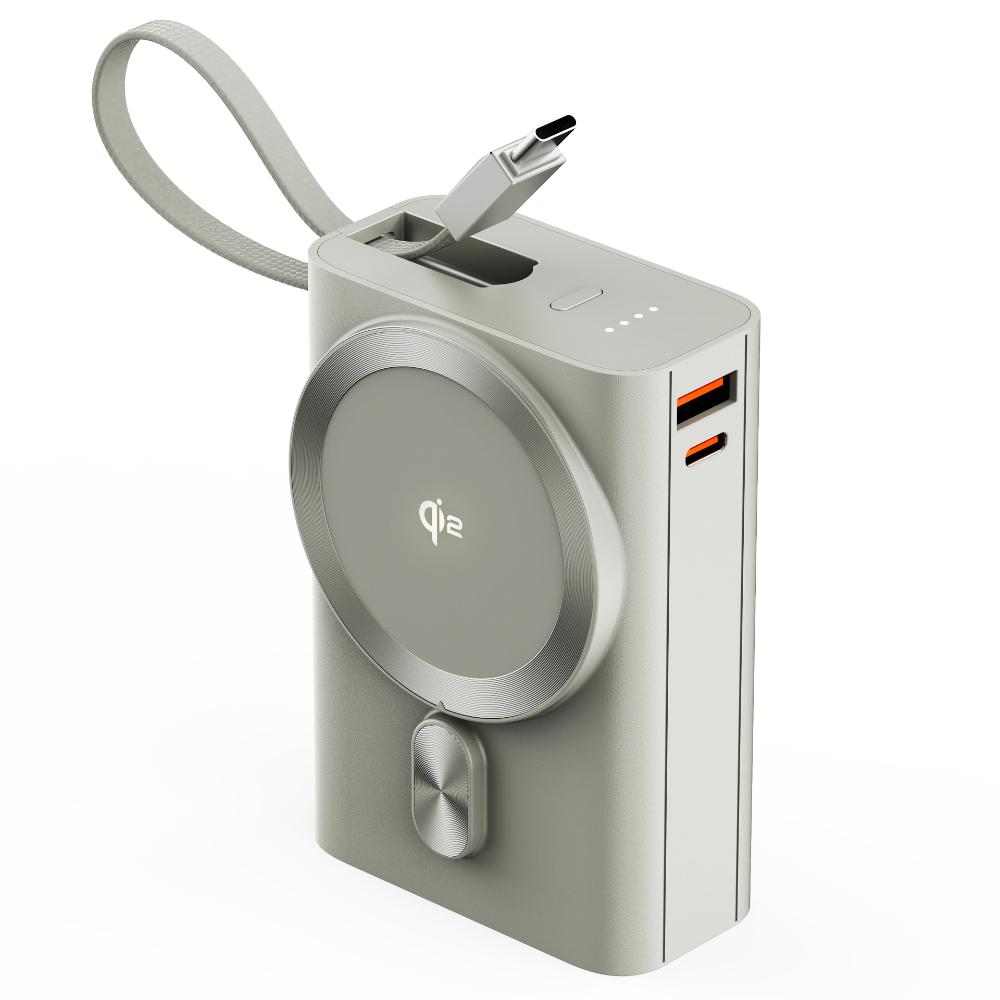 Ambrane AerosynQ Orbit 20000 mAh 35 W Qi2 MagSafe Power Bank, Titanium