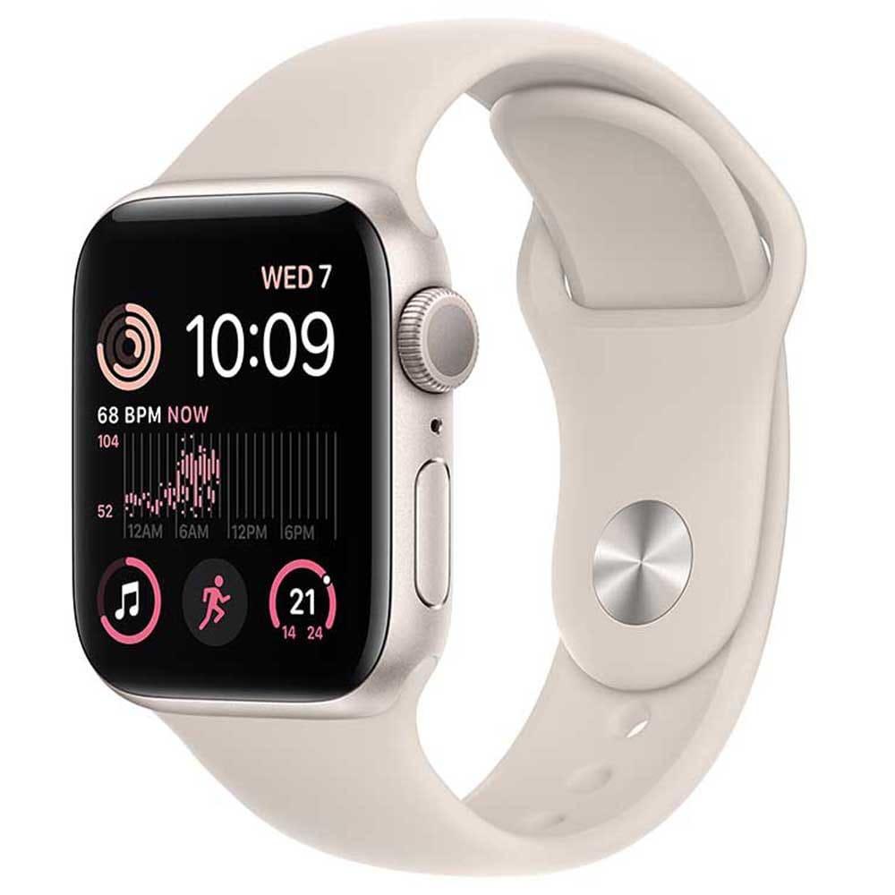 Apple Watch SE (2nd Generation) GPS 40mm Starlight Aluminium Case with Starlight Sport Band, 3rd Gen Optical Heart Sensor, Crash Detection, Fall Detection, 32 GB Capacity, 64-bit dual-core processor