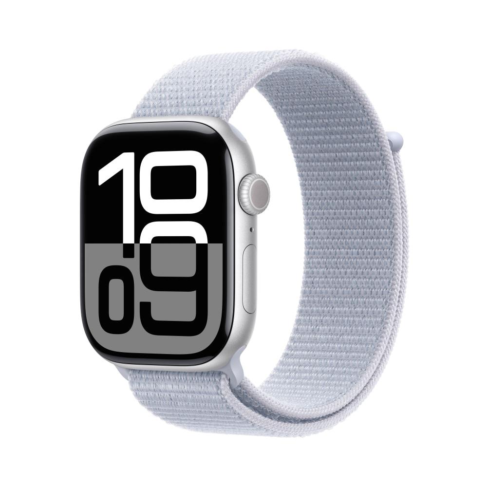 Apple Watch Series 10 GPS 46 mm Silver Aluminium Case with Blue Cloud Sport Loop