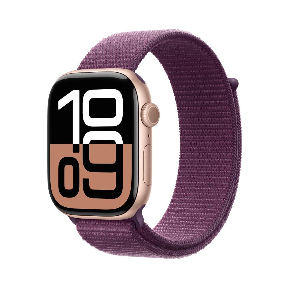 Apple Watch Series 10 GPS 46 mm Rose Gold Aluminium Case with Plum Sport Loop