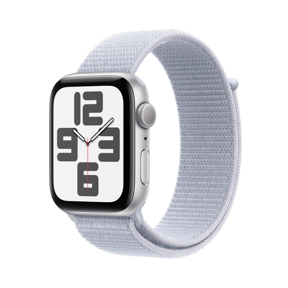 Apple Watch SE GPS 44 mm Silver Aluminium Case with Blue Cloud Sport Loop