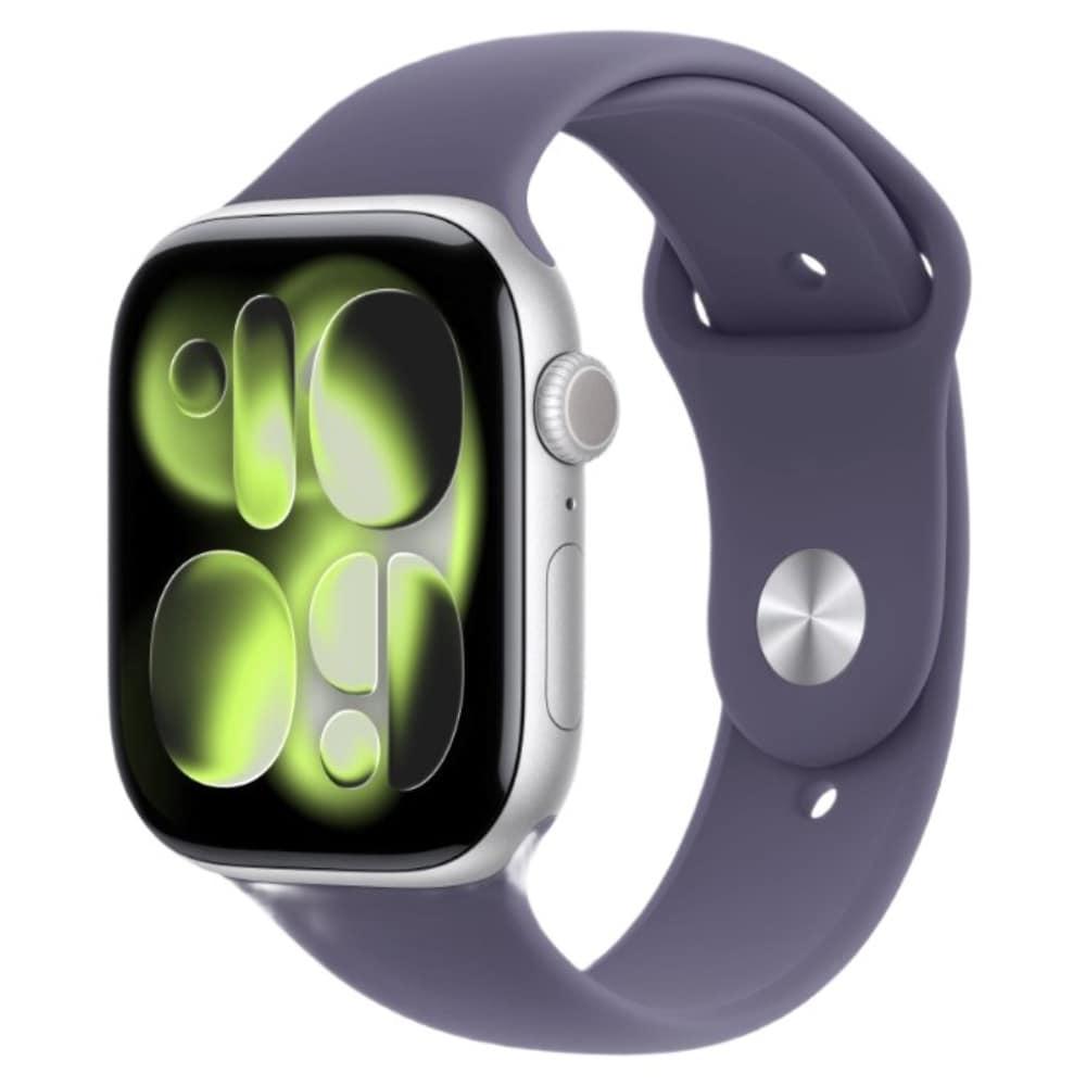 Apple Watch Series 11 GPS 46 mm Silver Aluminium Case with Purple Fog Sport Band - M/L