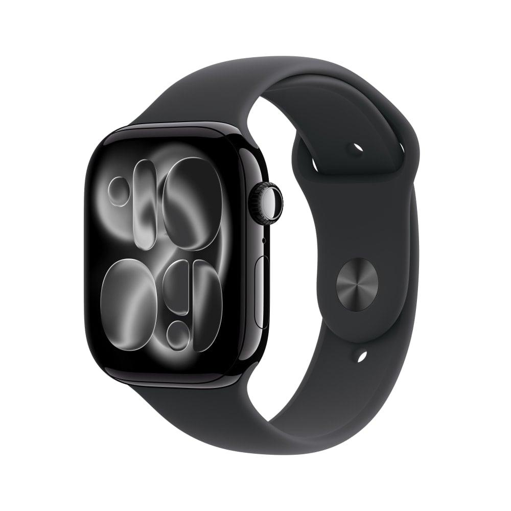 Apple Watch Series 11 GPS + Cellular 46 mm Jet Black Aluminium Case with Black Sport Band - M/L