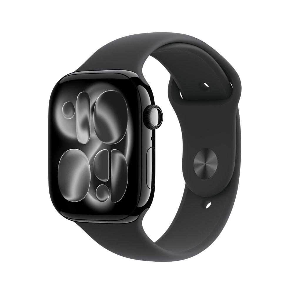 Apple Watch Series 11 GPS + Cellular 46 mm Jet Black Aluminium Case with Black Sport Band - M/L