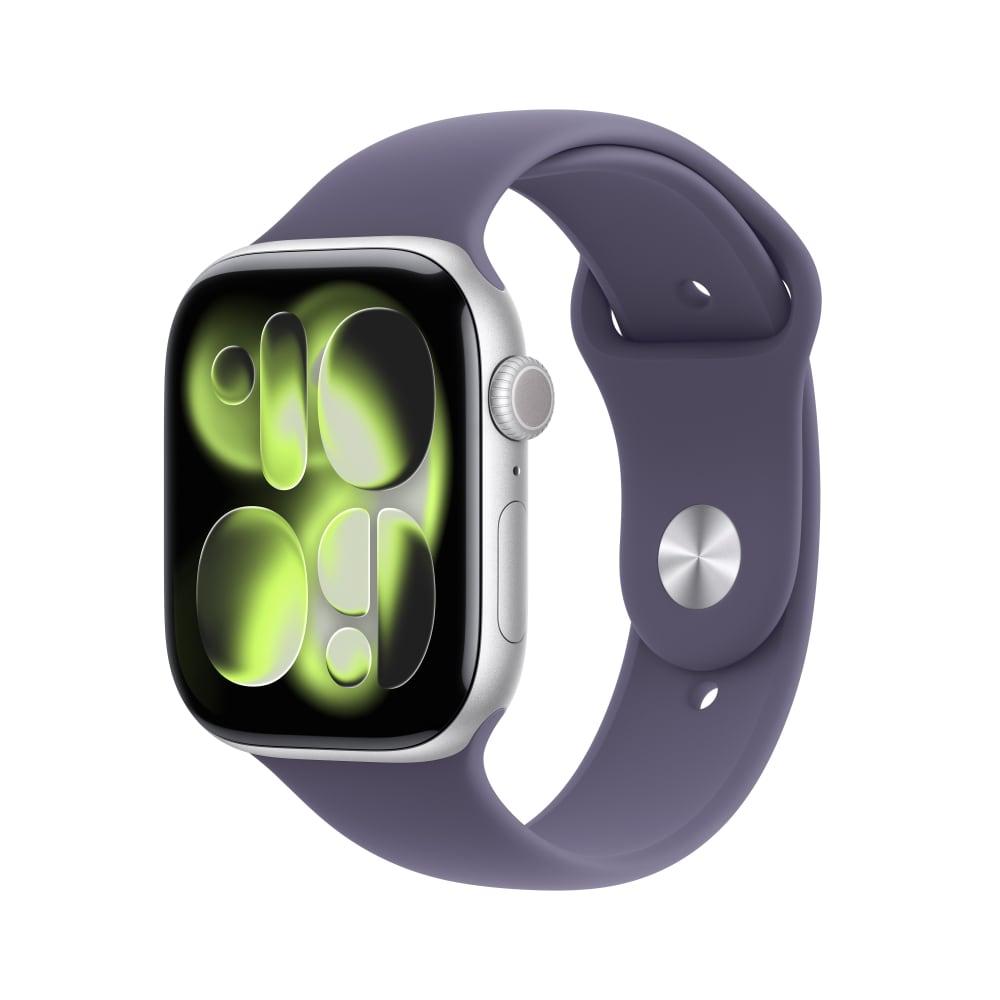Apple Watch Series 11 GPS + Cellular 46 mm Silver Aluminium Case with Purple Fog Sport Band - M/L