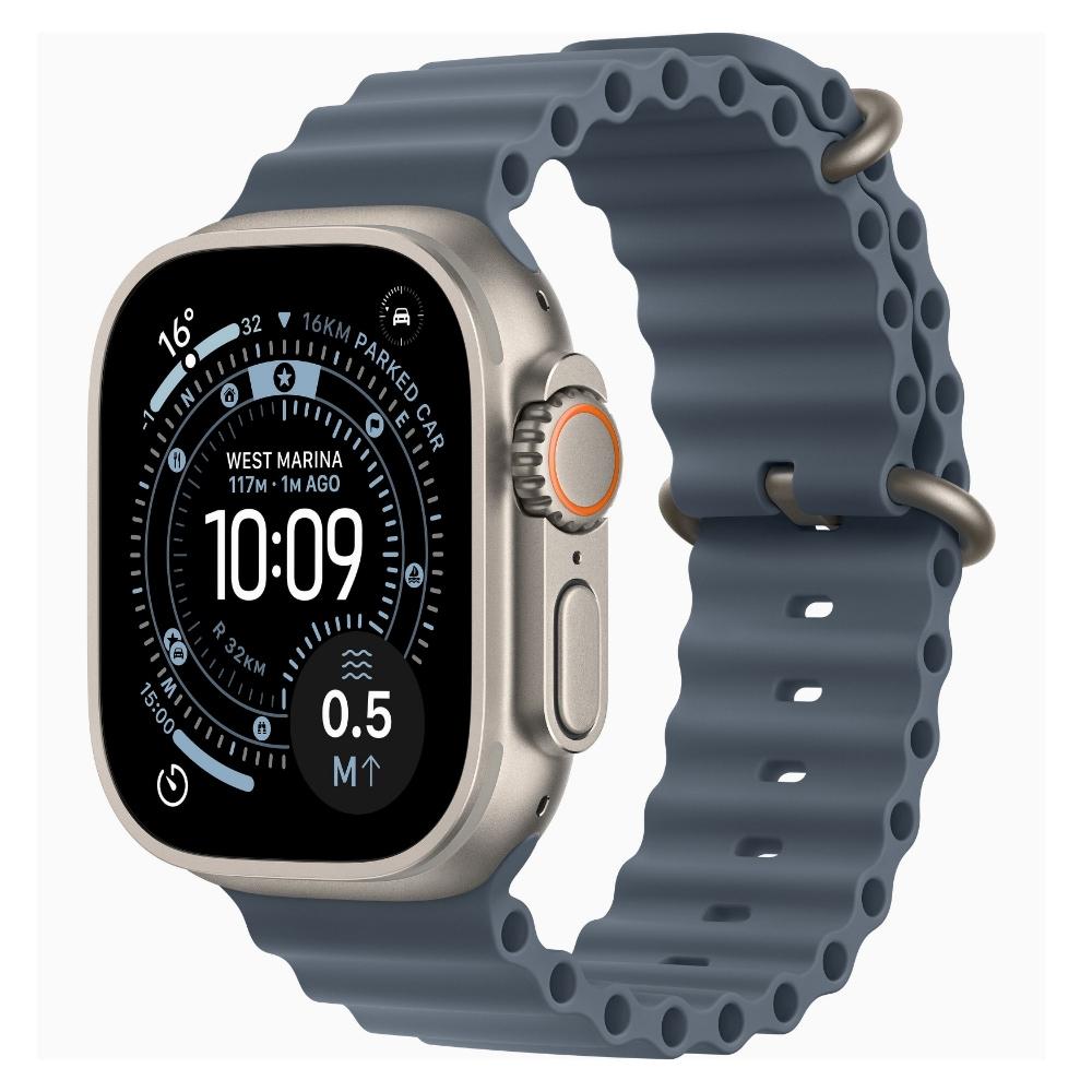 Apple Watch Ultra 3 GPS + Cellular 49 mm Natural Titanium Case with Anchor Blue Ocean Band