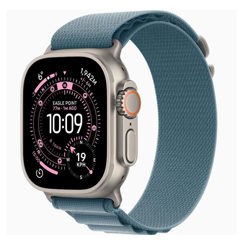 Apple Watch Ultra 3 GPS + Cellular 49 mm Natural Titanium Case with Light Blue Alpine Loop - Medium