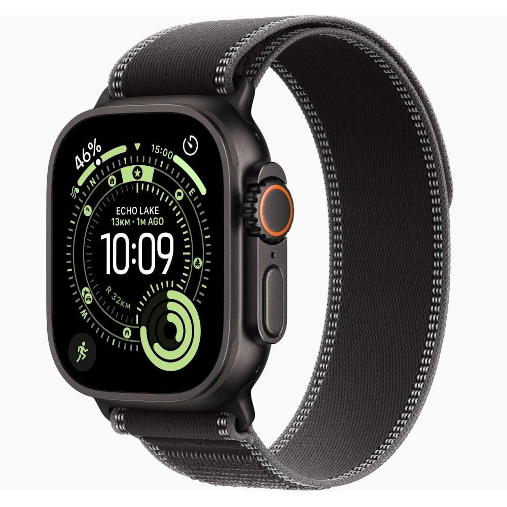 Apple Watch Ultra 3 GPS + Cellular 49 mm Black Titanium Case with Black/Charcoal Trail Loop - M/L