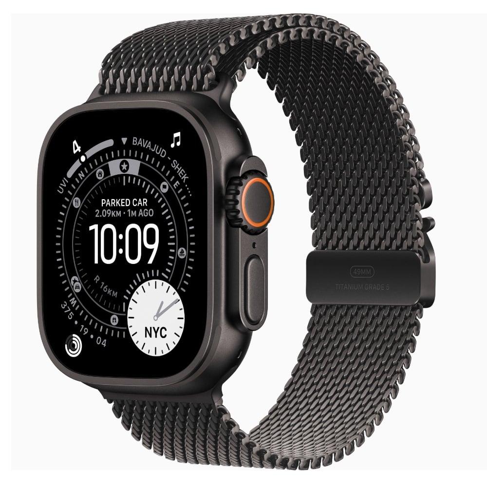 Apple Watch Ultra 3 GPS + Cellular 49 mm Black Titanium Case with Black Titanium Milanese Loop - Large