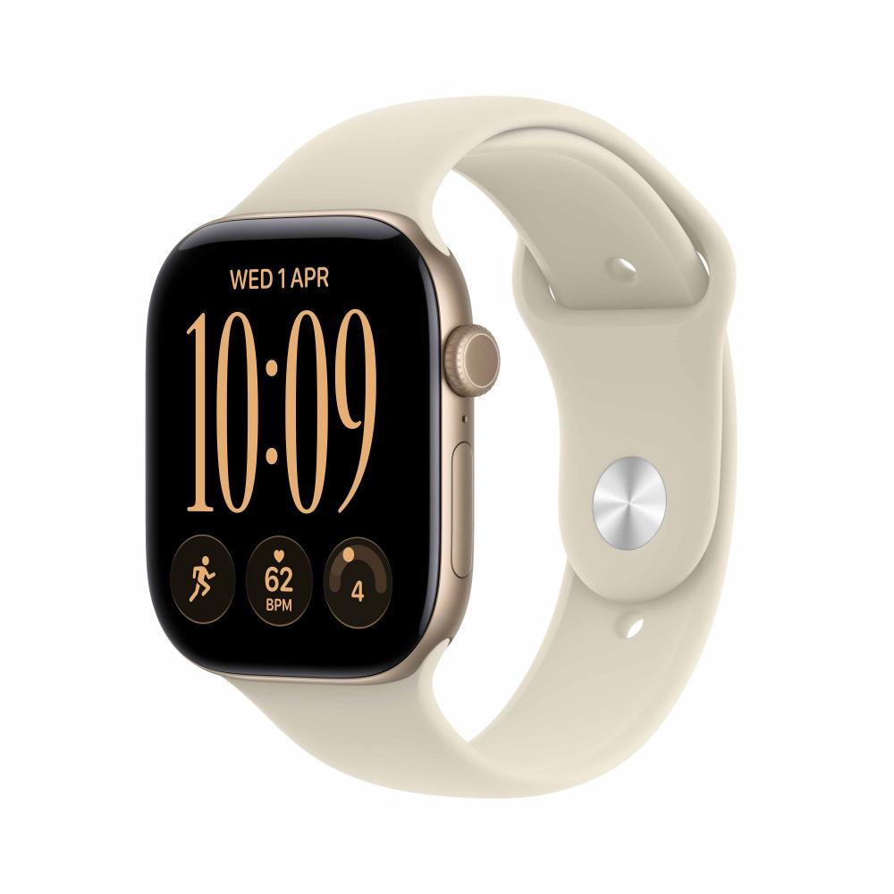 Apple Watch Series 12 GPS 46 mm Light Gold Aluminium Case with Sand Sport Band - S/M