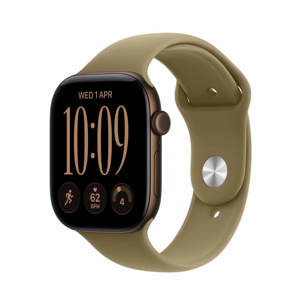 Apple Watch Series 12 GPS 46 mm Dark Bronze Aluminium Case with Olive Sport Band - S/M