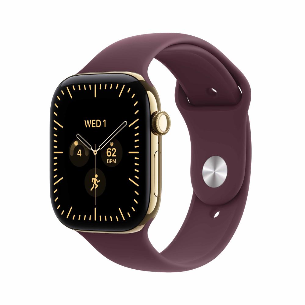 Apple Watch Series 12 GPS + Cellular 46 mm Radiant Gold Titanium Case with Burgundy Sport Band - M/L