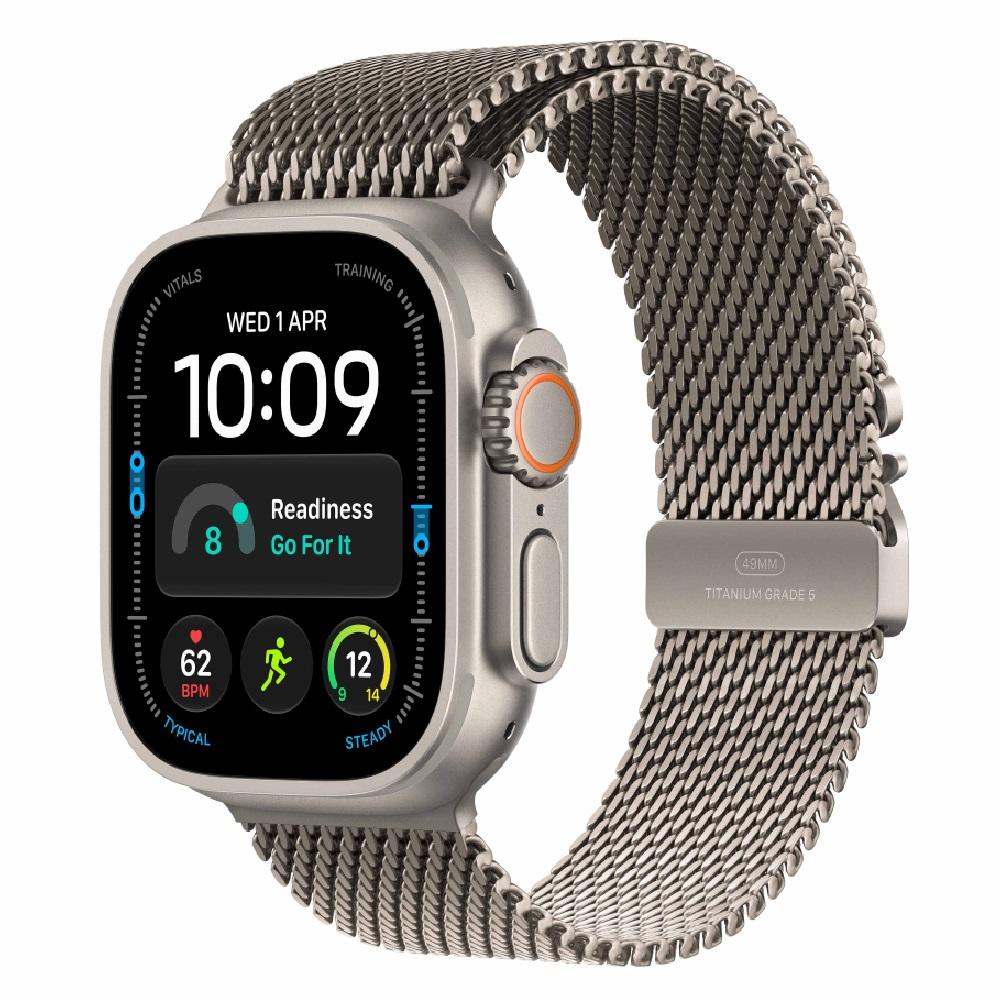 Apple Watch Ultra 4 GPS + Cellular 49 mm Natural Titanium Case with Natural Titanium Milanese Loop - Large