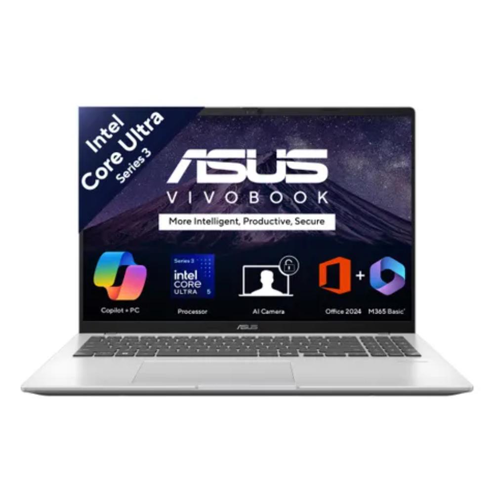 Asus Vivobook 16 X1607AA-MB038WS Standard Laptop (Intel Core Ultra 5 325/16 GB/512 GB SSD/Intel Graphics/Windows 11/Microsoft Office Home 2024/WUXGA), 40.64 cm (16 inch), Cool Silver