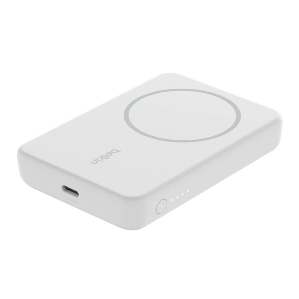 Belkin 5000 mAh Magnetic MagSafe Compatible Wireless Power Bank with Stand, BPD004btWT, White