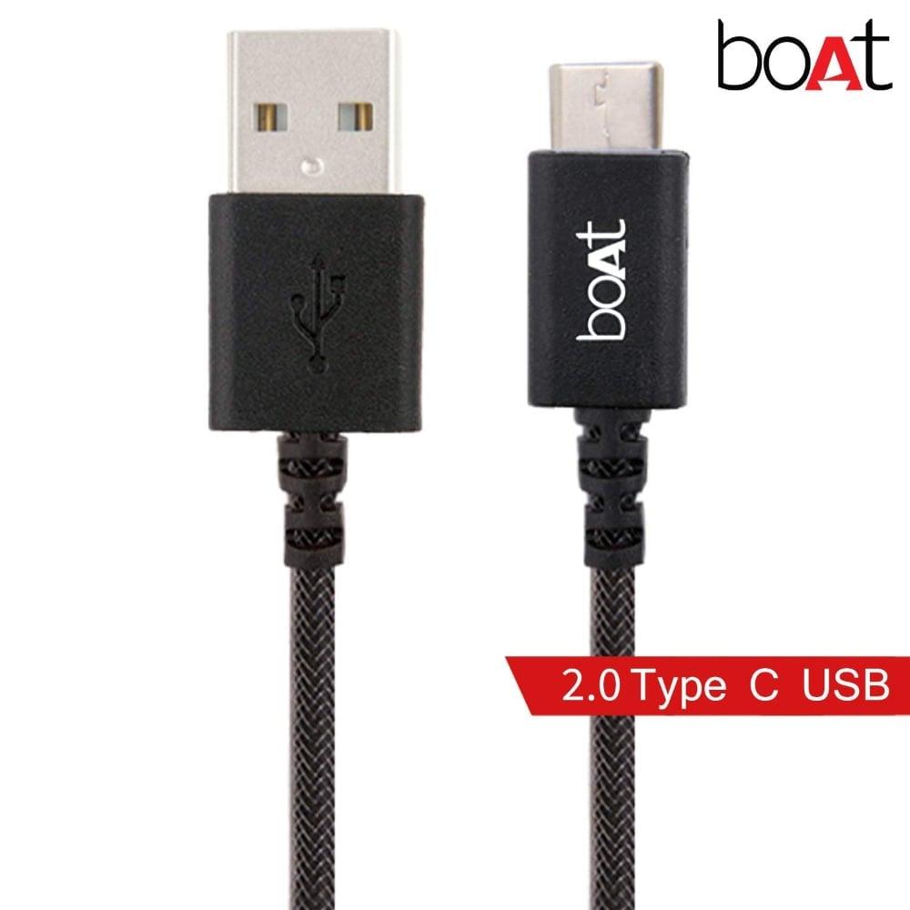 boAt Type-C A400 USB Cable, Type-C to USB A, 2.4 A Fast Charging & 480 Mbps Data Transmission, Compatible with all Smartphones & Tablets, Length 100 cm (1 m), Grey