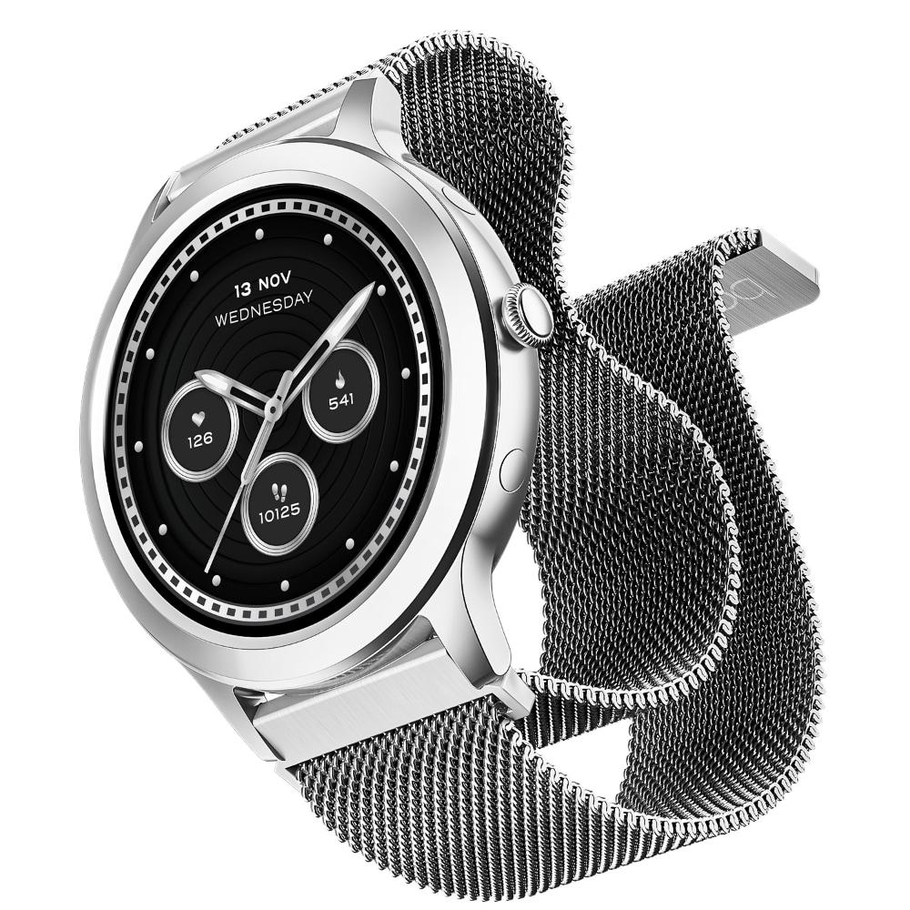 boAt Enigma RS32 Women Smartwatch with 3.35 cm (1.32 inch) HD Display, Bluetooth Calling, Luxurious Metal Design, Upto 7 Days Battery, Functional Crown, 100+ Watch Faces, IP67 Water Resistant (Classic Silver)