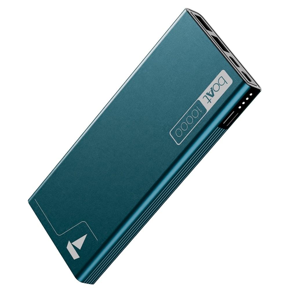 boAt EnergyShroom 10000 mAh Power Bank, 2-way 22.5 Watts Fast Charging, 12 Layer Smart IC Protection, High Temperature and Scratch Resistant, LED Indicators, 1 Type-C Two Way Port, 1 Micro USB Input Port, 2 USB-A Output Ports, Steel Blue