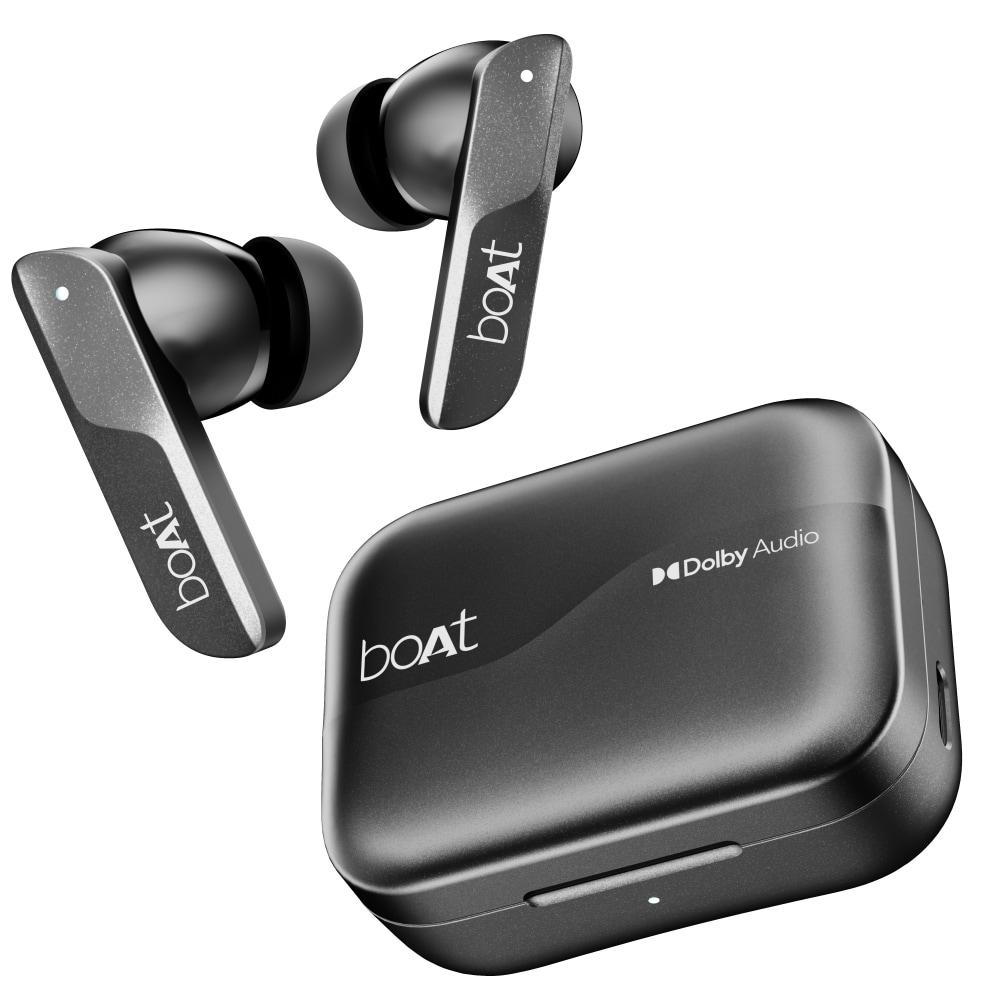 boAt Airdopes 800 TWS Earbuds with 40 Hours Playtime, Quad Mics with Ai-ENx Tech, ASAP Charge, Beast Mode, Surround Sound, Seamless Multipoint Connectivity, 10 mm Titanium Drivers, IPX5 (Interstellar Black)