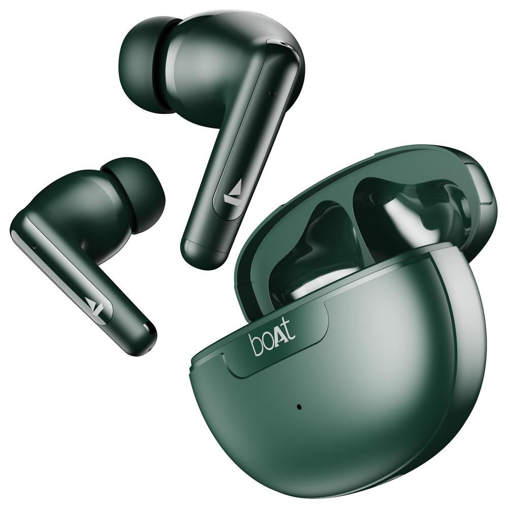 boAt Airdopes 161 ANC in-ear earbuds with 50 Hrs Playtime, Dual EQ Modes, 32 dB ANC, BEAST Mode, IWP Tech, IPX5 Water Resistant & Bluetooth v5.3 (Green)