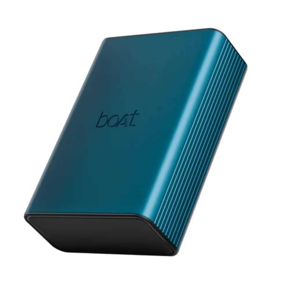 boAt Pocket Energyshroom PB400 Pro 20000 mAh, Compact Power Bank w/Type-C Input (2-Way Port), 3X Output Ports,2-Way 22.5W Fast Charging, Pass-Through Charging, Steel Blue