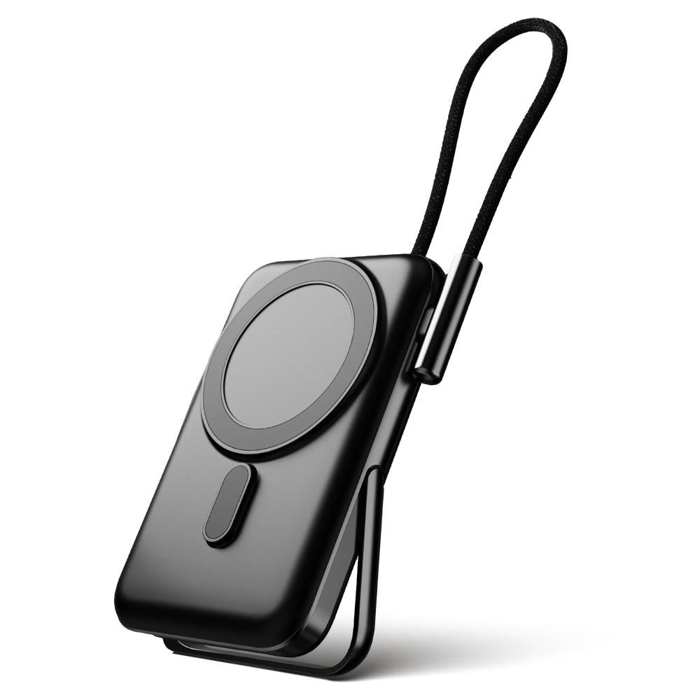 boAt Energyshroom PB330 MagnaCharge 10000 mAh Magnetic Wireless Power Bank w/15 W Wireless Charging, Metal Stand, Magnacharge Ring for iPhone and Android Phones w/Wireless Charge, Black