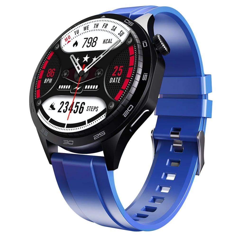 boAt Enigma Radiant Smart Watch 3.63 cm (1.43 inch) Large HD Display, Luxurious Metal Body Design with Functional Crown, Seamless Bluetooth Calling, Health & Wellness Tracking, 200+ Cloud Watch Faces (Deep Blue)