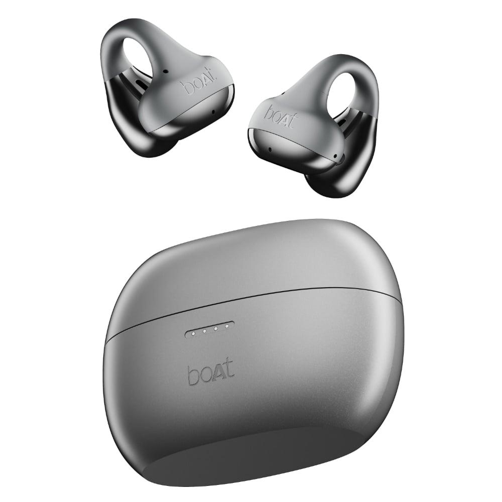 boAt Airdopes Loop With Clip-On Fit, Air Conduction Tech, 50 hrs Playback, 4 Mics with ENx, Dual EQ Modes, 12 mm Drivers, Beast Mode with 40 ms Latency, ASAP Charge (Cool Grey)